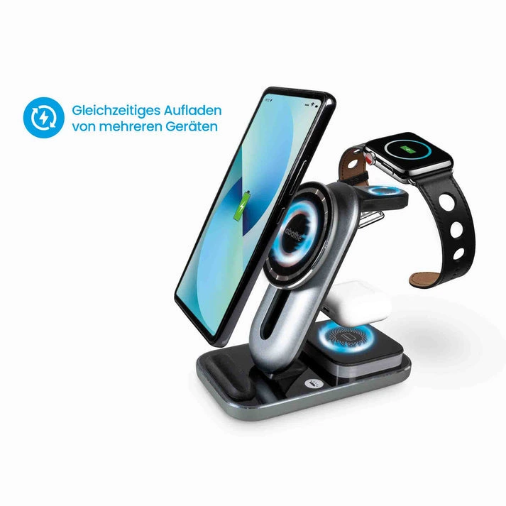 MagWire® 3in1 Transparent LED – Wireless-Ladegerät mit MagSafe, Nachtlicht & beweglichem Magnetring