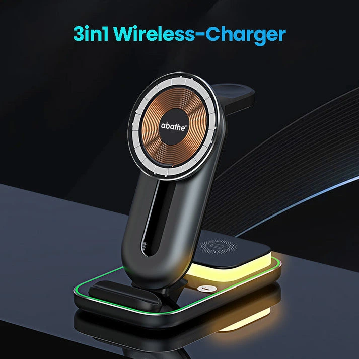 MagWire® 3in1 Transparent LED – Wireless-Ladegerät mit MagSafe, Nachtlicht & beweglichem Magnetring