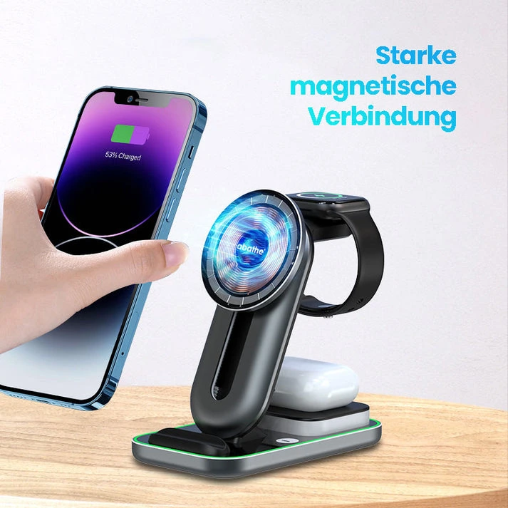 MagWire® 3in1 Transparent LED – Wireless-Ladegerät mit MagSafe, Nachtlicht & beweglichem Magnetring