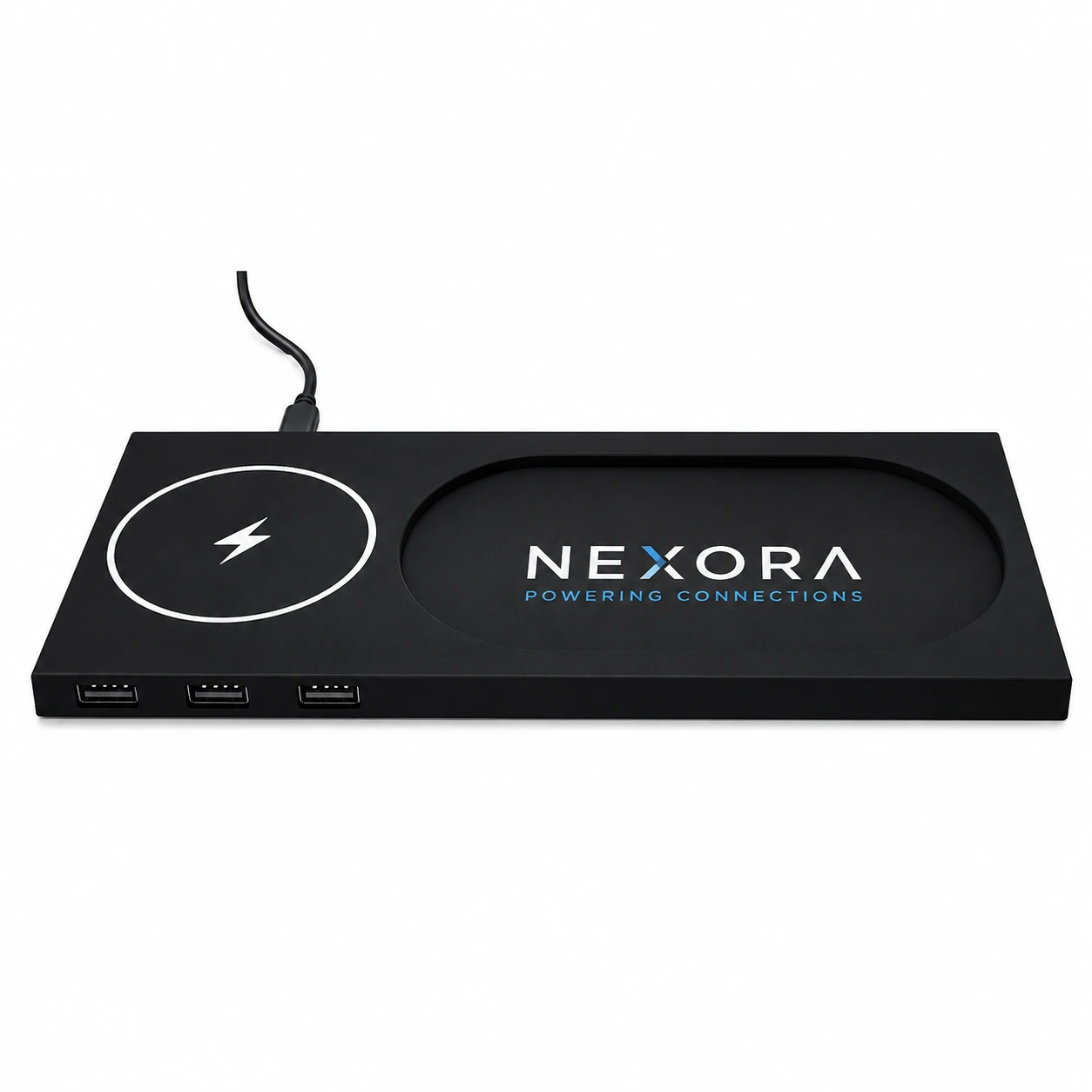 MagWire® LED-USB – Wireless Charger mit LED-Logo, 3 USB-Anschlüssen und Schreibtisch-Organizer