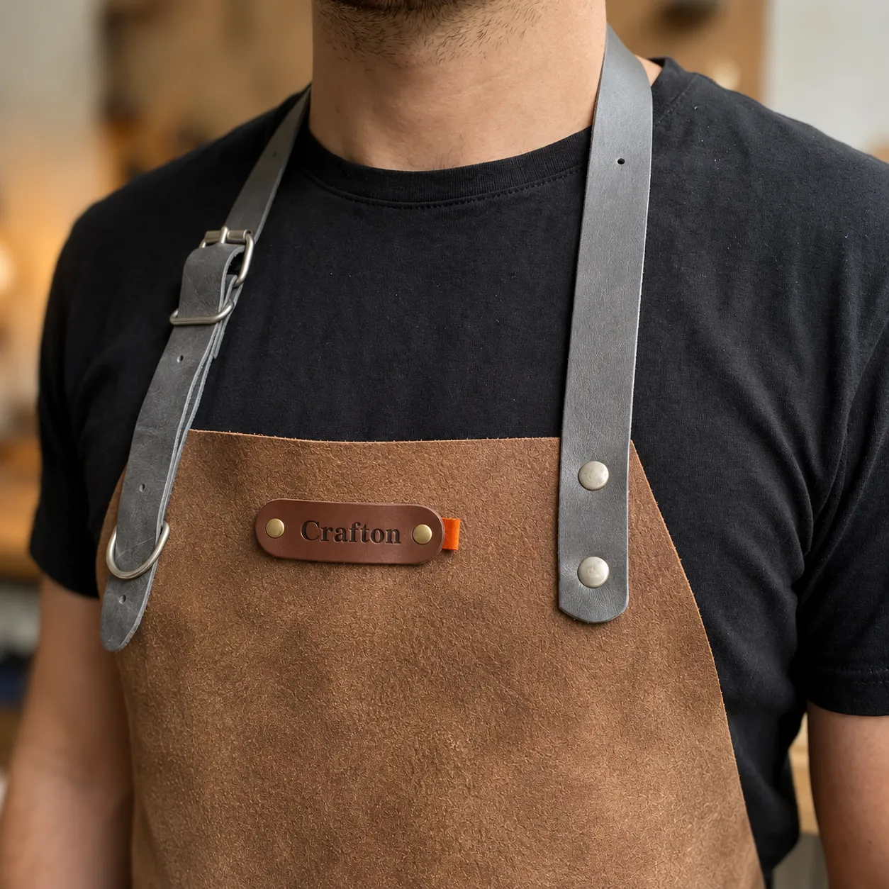 Miami Leder-Schürze (Lasergravur) (Groß 82 cm)