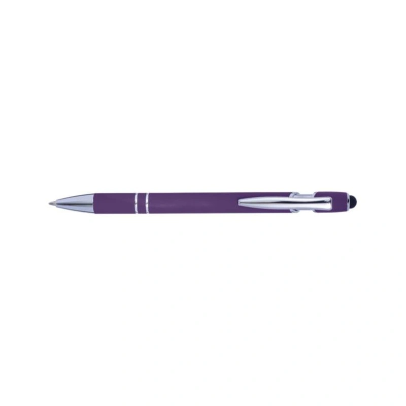 Kugelschreiber Primo Stylus – Aluminium-Kugelschreiber mit Soft-Touch-Oberfläche und Touchpen