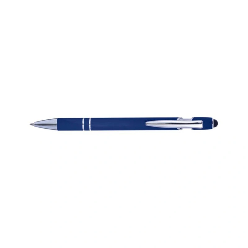 Kugelschreiber Primo Stylus – Aluminium-Kugelschreiber mit Soft-Touch-Oberfläche und Touchpen