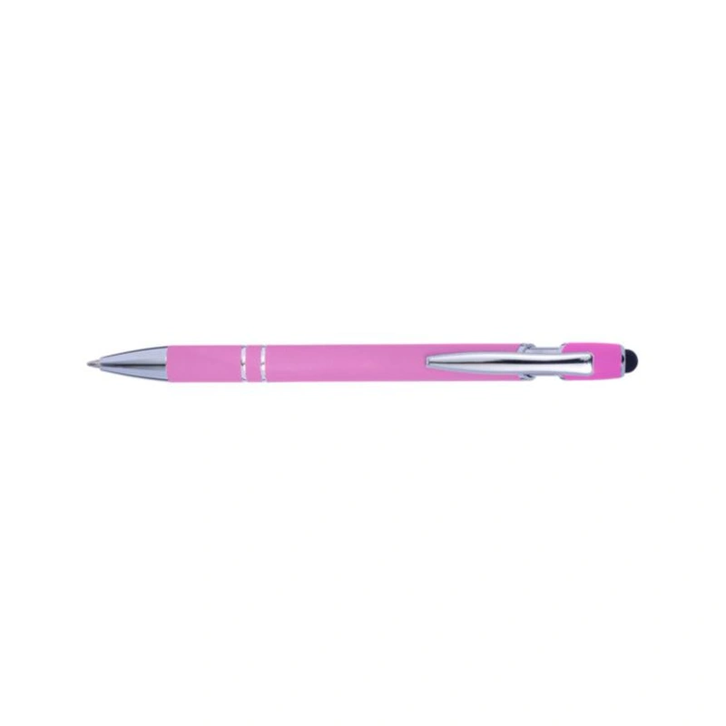 Kugelschreiber Primo Stylus – Aluminium-Kugelschreiber mit Soft-Touch-Oberfläche und Touchpen