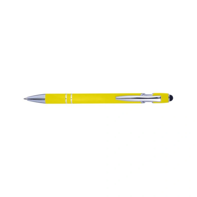 Kugelschreiber Primo Stylus – Aluminium-Kugelschreiber mit Soft-Touch-Oberfläche und Touchpen