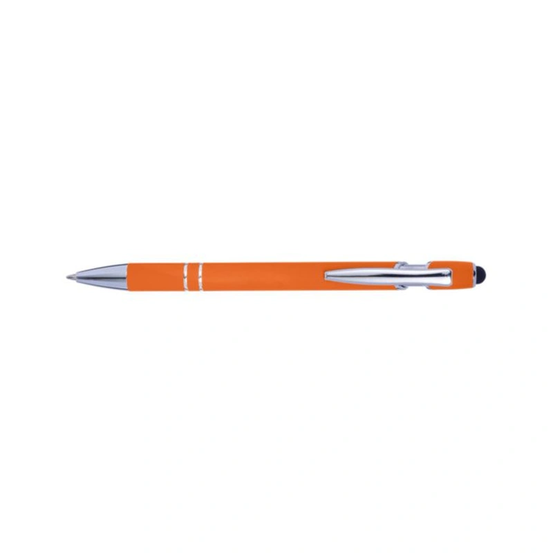 Kugelschreiber Primo Stylus – Aluminium-Kugelschreiber mit Soft-Touch-Oberfläche und Touchpen