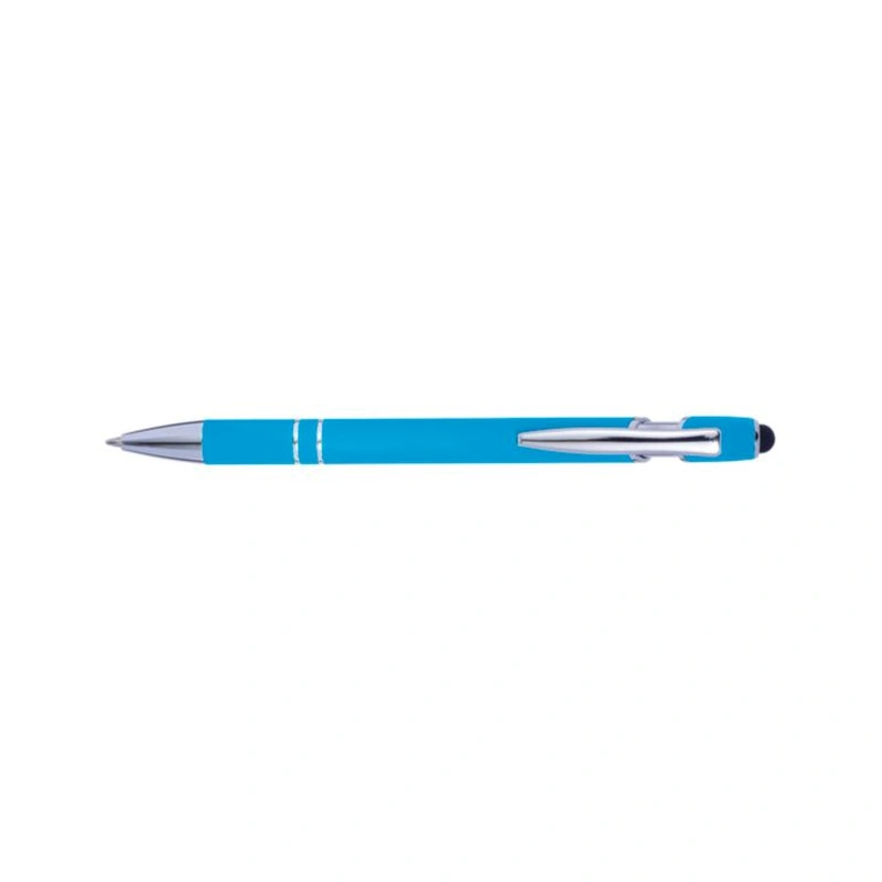 Kugelschreiber Primo Stylus – Aluminium-Kugelschreiber mit Soft-Touch-Oberfläche und Touchpen