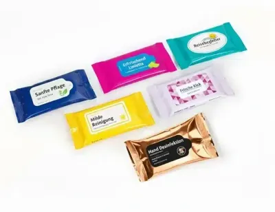 Pocket Feuchttücher 10 Stück (Non Woven) (140 × 65 mm)
