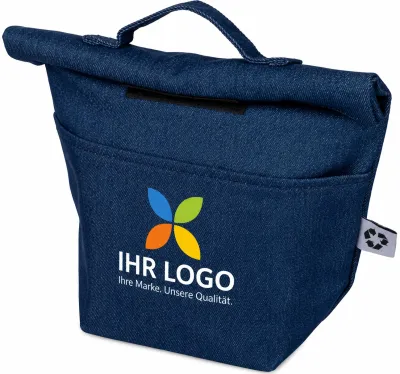 Recycelte Denim-Kühltasche mit Rollverschluss Mira