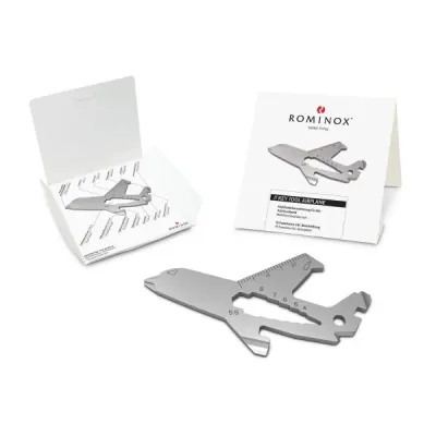 Schlüsselanhänger aus Metall, ROMINOX Airplane Multifunktionstool mit Ihrem Logo