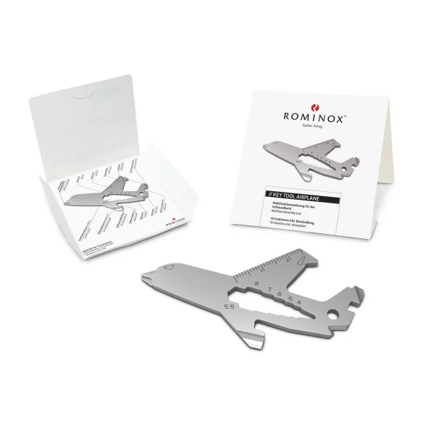 Schlüsselanhänger aus Metall, ROMINOX Airplane Multifunktionstool mit Ihrem Logo