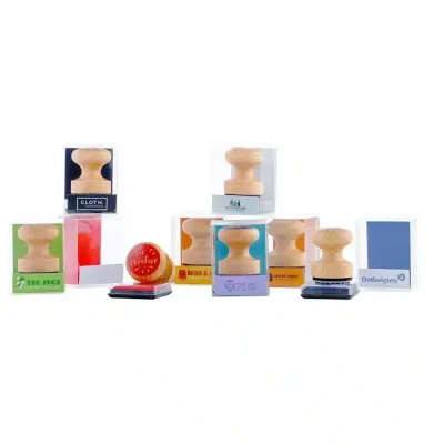 Stempel in der Box – Holzgriff mit Stempelkissen