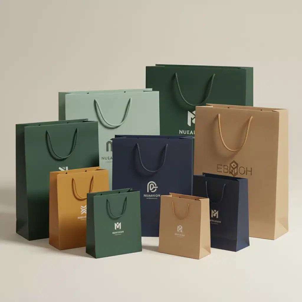 Verschiedene hochwertige Papiertaschen mit Logo