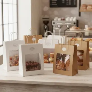 Papiertüten mit Kuchen und Gebäck