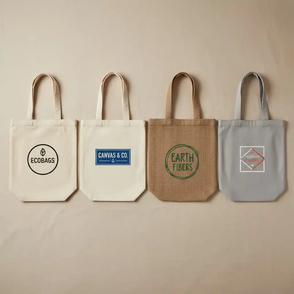 Vier Stofftaschen-Materialien nebeneinander