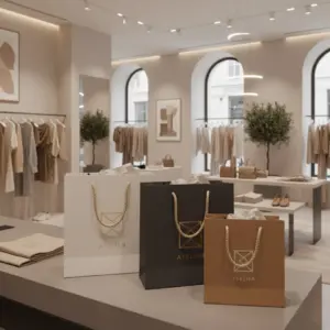 Luxus-Mode-Papiertaschen in der Boutique