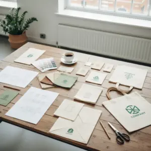 Taschen-Designkonzept mit Materialmustern