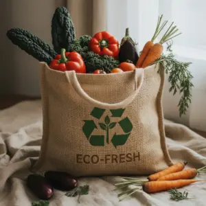Nachhaltiger Jutebeutel mit Gemüse