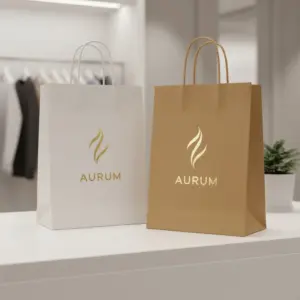 Elegante Papiertaschen mit goldenem Logo