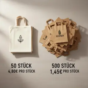 Preisvergleich bedruckter Taschen: Kleine Mengen vs. Großauflagen