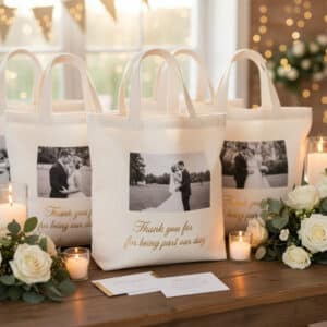 Hochzeits-Fototaschen als Gastgeschenke