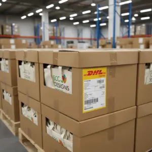 Öko-Taschen für den Versand verpackt