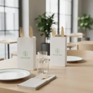 Besteck-Papiertüten auf dem Restauranttisch