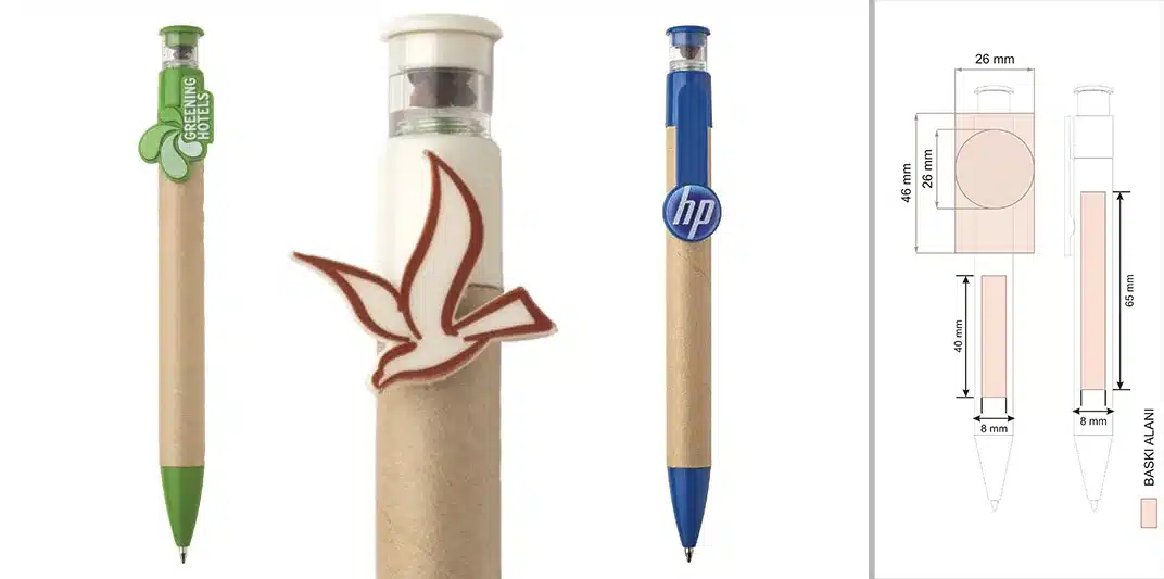 Göknar Bio-Kugelschreiber – Recyclingpapier mit Samenfach