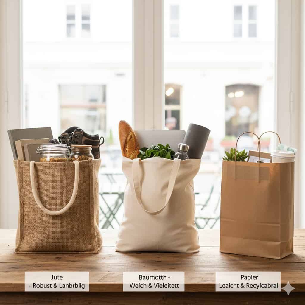 Jute vs. Baumwolle vs. Papier: Welche Tasche für welchen Zweck