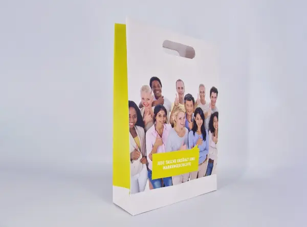 Hochwertige Grifflochtasche aus stabilem Papier – Individuell bedruckbar