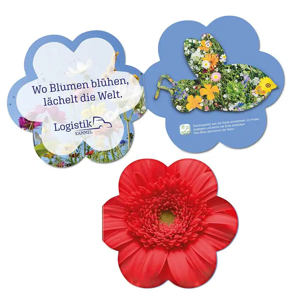 Samenpapier in Klappkärtchen – Blume