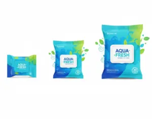 Erfrischungstücher Größenvergleich – klein, mittel, groß.