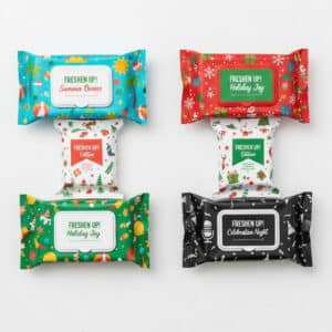 Kreative Designs für bedruckte Erfrischungstücher.